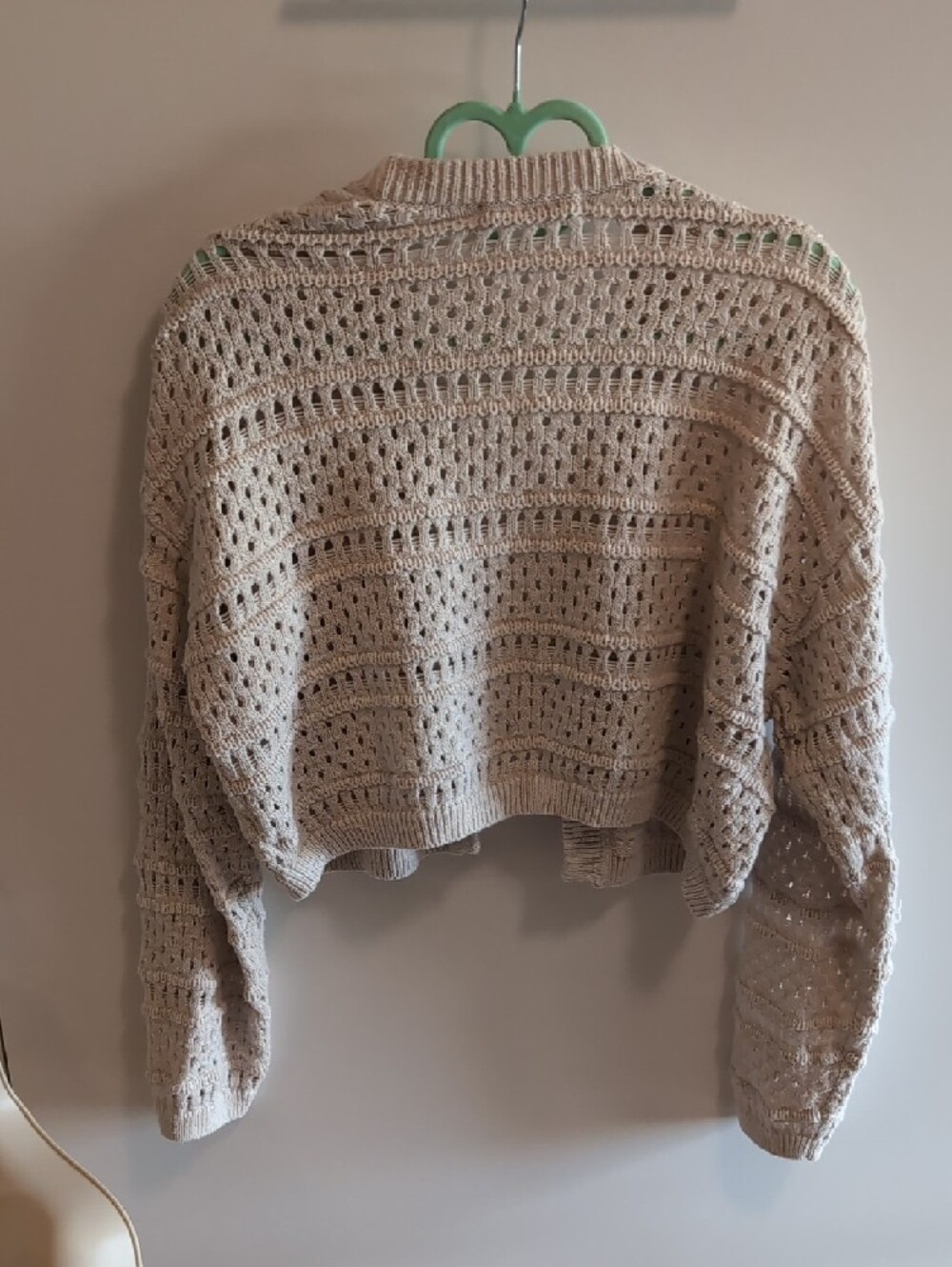 Marine Layer Open-Weave Cropped Cardigan in Beige - Picture 3 of 4